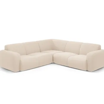 Coltar simetric 5 locuri, Molino-101, Micadoni Home, 252x252x75 cm, tesatura boucle, bej imagine