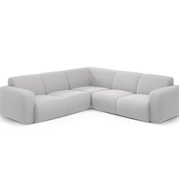 Coltar simetric 5 locuri, Molino-101, Micadoni Home, 252x252x75 cm, tesatura boucle, gri deschis imagine