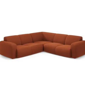 Coltar simetric 5 locuri, Molino-101, Micadoni Home, 252x252x75 cm, tesatura boucle, maro imagine