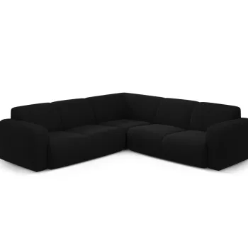 Coltar simetric 5 locuri, Molino-101, Micadoni Home, 252x252x75 cm, tesatura boucle, negru imagine