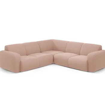 Coltar simetric 5 locuri, Molino-101, Micadoni Home, 252x252x75 cm, tesatura boucle, roz pudra imagine