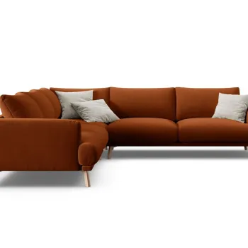 Coltar simetric 5 locuri, Naomi, Micadoni Home, 280x280x75 cm, catifea, teracota imagine