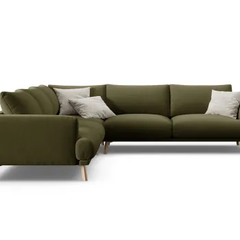 Coltar simetric 5 locuri, Naomi, Micadoni Home, 280x280x75 cm, catifea, verde imagine