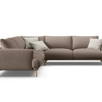 Coltar simetric 5 locuri, Naomi, Micadoni Home, 280x280x75 cm, tesatura structurata, cappuccino imagine