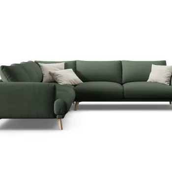 Coltar simetric 5 locuri, Naomi, Micadoni Home, 280x280x75 cm, tesatura structurata, verde muschi imagine