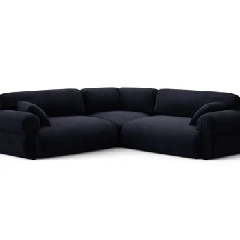 Coltar simetric 5 locuri, Ophelia, Micadoni Home, 259x259x84 cm, catifea, albastru regal imagine