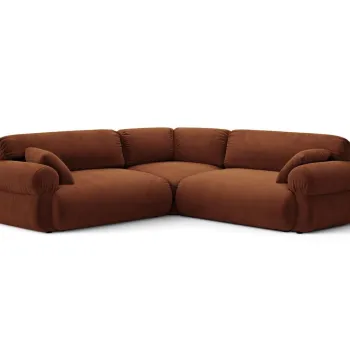 Coltar simetric 5 locuri, Ophelia, Micadoni Home, 259x259x84 cm, catifea, maro imagine