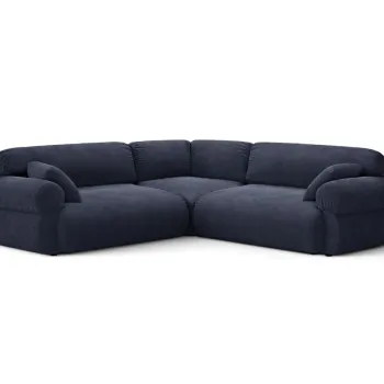 Coltar simetric 5 locuri, Ophelia, Micadoni Home, 259x259x84 cm, tesatura structurata, albastru navy imagine