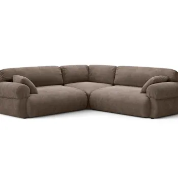 Coltar simetric 5 locuri, Ophelia, Micadoni Home, 259x259x84 cm, tesatura structurata, cappuccino imagine