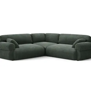 Coltar simetric 5 locuri, Ophelia, Micadoni Home, 259x259x84 cm, tesatura structurata, verde muschi imagine