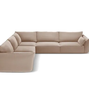 Coltar simetric 7 locuri, Kaelle, Micadoni Home, BL, 286x286x85 cm, catifea, bej imagine