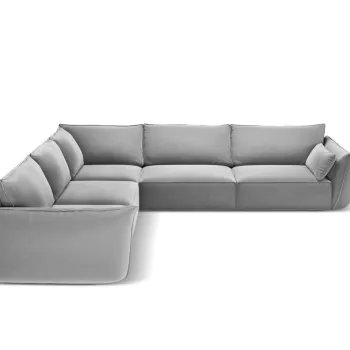 Coltar simetric 7 locuri, Kaelle, Micadoni Home, BL, 286x286x85 cm, catifea, gri imagine