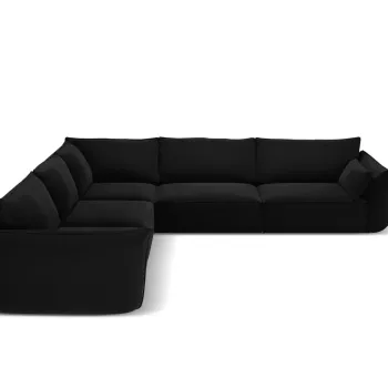 Coltar simetric 7 locuri, Kaelle, Micadoni Home, BL, 286x286x85 cm, catifea, negru imagine