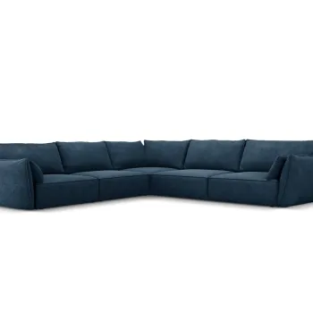 Coltar simetric 7 locuri, Kaelle, Micadoni Home, BL, 286x286x85 cm, poliester chenille, albastru regal imagine