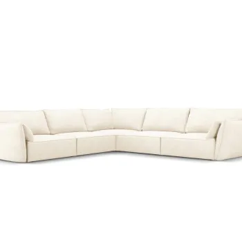 Coltar simetric 7 locuri, Kaelle, Micadoni Home, BL, 286x286x85 cm, poliester chenille, bej deschis imagine