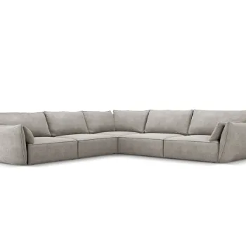 Coltar simetric 7 locuri, Kaelle, Micadoni Home, BL, 286x286x85 cm, poliester chenille, gri deschis imagine