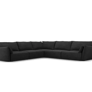 Coltar simetric 7 locuri, Kaelle, Micadoni Home, BL, 286x286x85 cm, poliester chenille, negru imagine