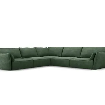 Coltar simetric 7 locuri, Kaelle, Micadoni Home, BL, 286x286x85 cm, poliester chenille, verde bottle imagine