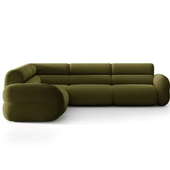 Coltar simetric 7 locuri, Neo, Micadoni Home, 295x295x83 cm, tesatura Boucle, verde oliv inchis imagine