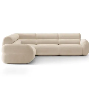 Coltar simetric 7 locuri, Neo, Micadoni Home, 295x295x83 cm, tesatura Chenille, bej deschis imagine