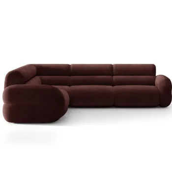 Coltar simetric 7 locuri, Neo, Micadoni Home, 295x295x83 cm, tesatura Chenille, maro cherrywood imagine