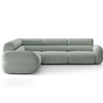 Coltar simetric 7 locuri, Neo, Micadoni Home, 295x295x83 cm, tesatura Chenille Silencio, albastru muted imagine