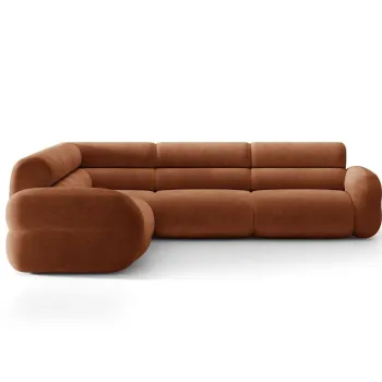 Coltar simetric 7 locuri, Neo, Micadoni Home, 295x295x83 cm, tesatura Chenille, teracota imagine
