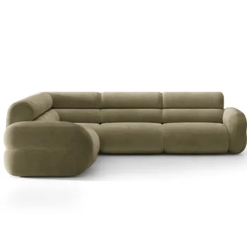 Coltar simetric 7 locuri, Neo, Micadoni Home, 295x295x83 cm, tesatura Chenille, verde oliv deschis imagine