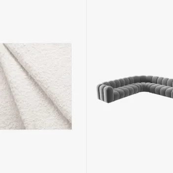 Coltar simetric modular 5 locuri, Lupine-101, Micadoni Home, 309x309x70 cm, tesatura boucle, alb imagine