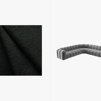 Coltar simetric modular 5 locuri, Lupine-101, Micadoni Home, 309x309x70 cm, tesatura boucle, negru imagine