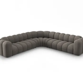 Coltar simetric modular 5 locuri, Lupine-140, Micadoni Home, 309x309x70 cm, tesatura chenille din poliester, gri imagine