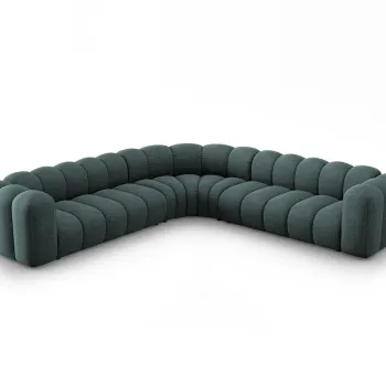 Coltar simetric modular 5 locuri, Lupine-140, Micadoni Home, 309x309x70 cm, tesatura chenille din poliester, petrol imagine