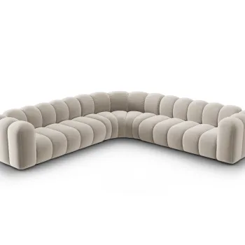 Coltar simetric modular 5 locuri, Lupine-44, Micadoni Home, 309x309x70 cm, catifea, bej imagine