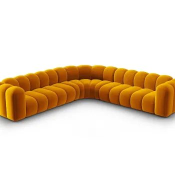 Coltar simetric modular 5 locuri, Lupine-44, Micadoni Home, 309x309x70 cm, catifea, galben imagine