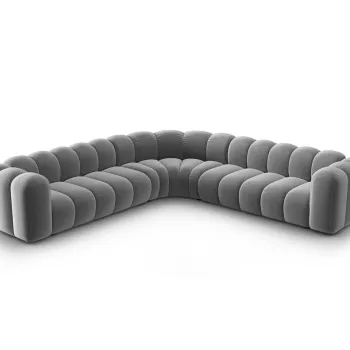 Coltar simetric modular 5 locuri, Lupine-44, Micadoni Home, 309x309x70 cm, catifea, gri imagine