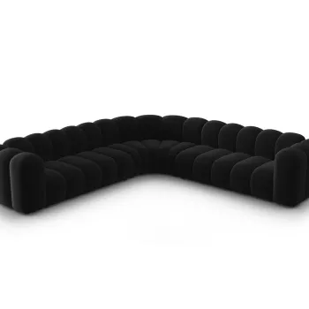 Coltar simetric modular 5 locuri, Lupine-44, Micadoni Home, 309x309x70 cm, catifea, negru imagine