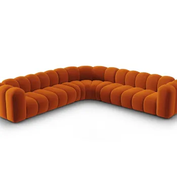 Coltar simetric modular 5 locuri, Lupine-44, Micadoni Home, 309x309x70 cm, catifea, teracota imagine