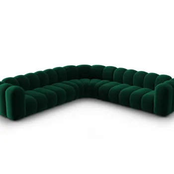 Coltar simetric modular 5 locuri, Lupine-44, Micadoni Home, 309x309x70 cm, catifea, verde bottle imagine