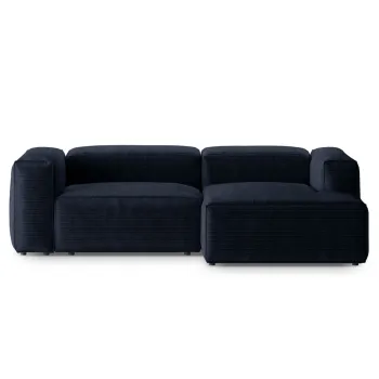 Coltar stanga 2 locuri, Bergamo, Cosmopolitan Design, 244x152x70 cm, catifea chenille raiata, albastru navy imagine