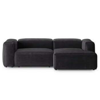 Coltar stanga 2 locuri, Bergamo, Cosmopolitan Design, 244x152x70 cm, catifea chenille raiata, gri imagine