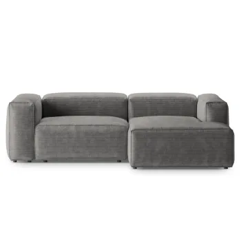 Coltar stanga 2 locuri, Bergamo, Cosmopolitan Design, 244x152x70 cm, catifea chenille raiata, gri deschis imagine