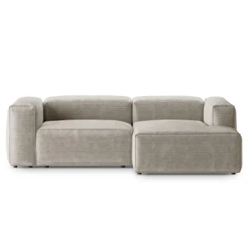 Coltar stanga 2 locuri, Bergamo, Cosmopolitan Design, 244x152x70 cm, catifea chenille raiata, ivoriu imagine