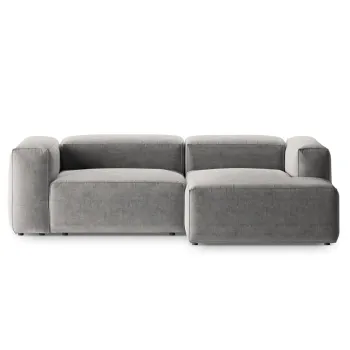 Coltar stanga 2 locuri, Bergamo, Cosmopolitan Design, 244x152x70 cm, tesatura structurata, gri deschis imagine