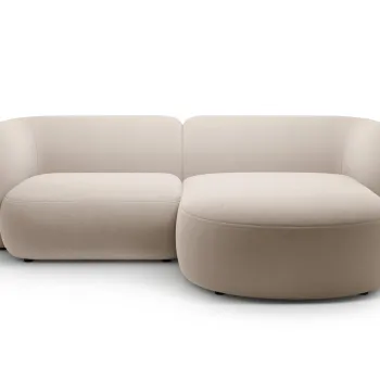 Coltar stanga 2 locuri, Kate, Micadoni, 255x176x76 cm, catifea, bej imagine