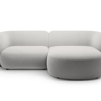 Coltar stanga 2 locuri, Kate, Micadoni, 255x176x76 cm, catifea, gri deschis imagine