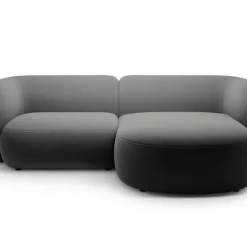 Coltar stanga 2 locuri, Kate, Micadoni, 255x176x76 cm, catifea, gri inchis imagine