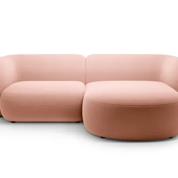 Coltar stanga 2 locuri, Kate, Micadoni, 255x176x76 cm, catifea, roz imagine