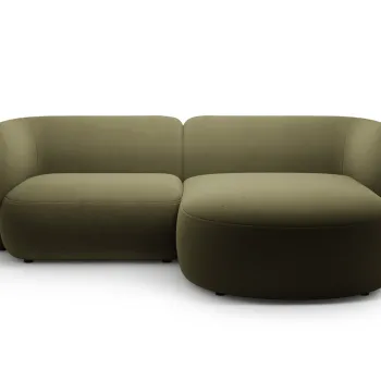 Coltar stanga 2 locuri, Kate, Micadoni, 255x176x76 cm, catifea, verde imagine