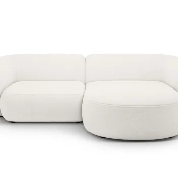 Coltar stanga 2 locuri, Kate, Micadoni, 255x176x76 cm, tesatura boucle, alb imagine