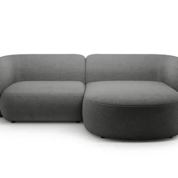 Coltar stanga 2 locuri, Kate, Micadoni, 255x176x76 cm, tesatura boucle, gri inchis imagine